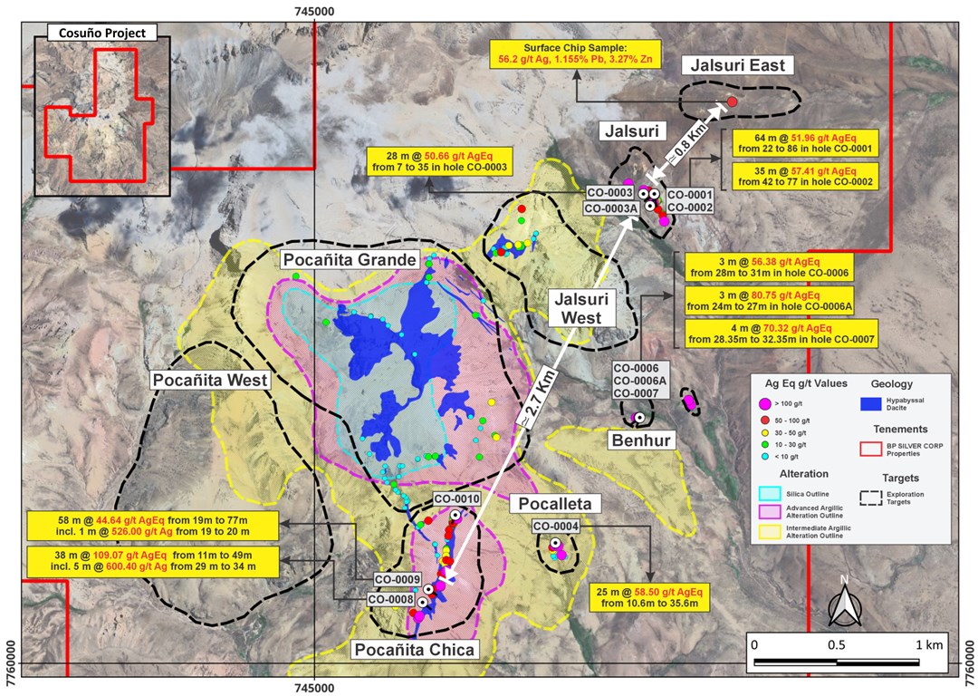 Both holes intersected high-grade silver zones exceeding 500 g/t Silver over widths of 1-5 m